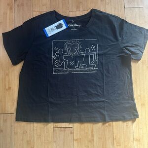 NWT Keith Haring Black Graphic Crop Tee Shirt
